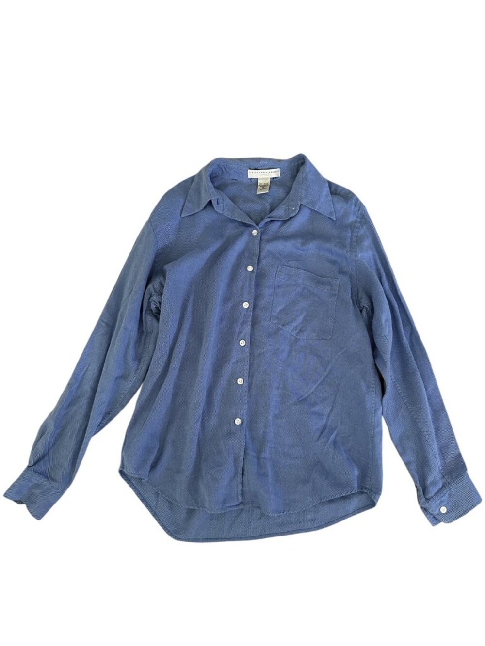 Geoffrey Beene Size 10 Blue Long Sleeve Button-Up Shirt Chest Pocket